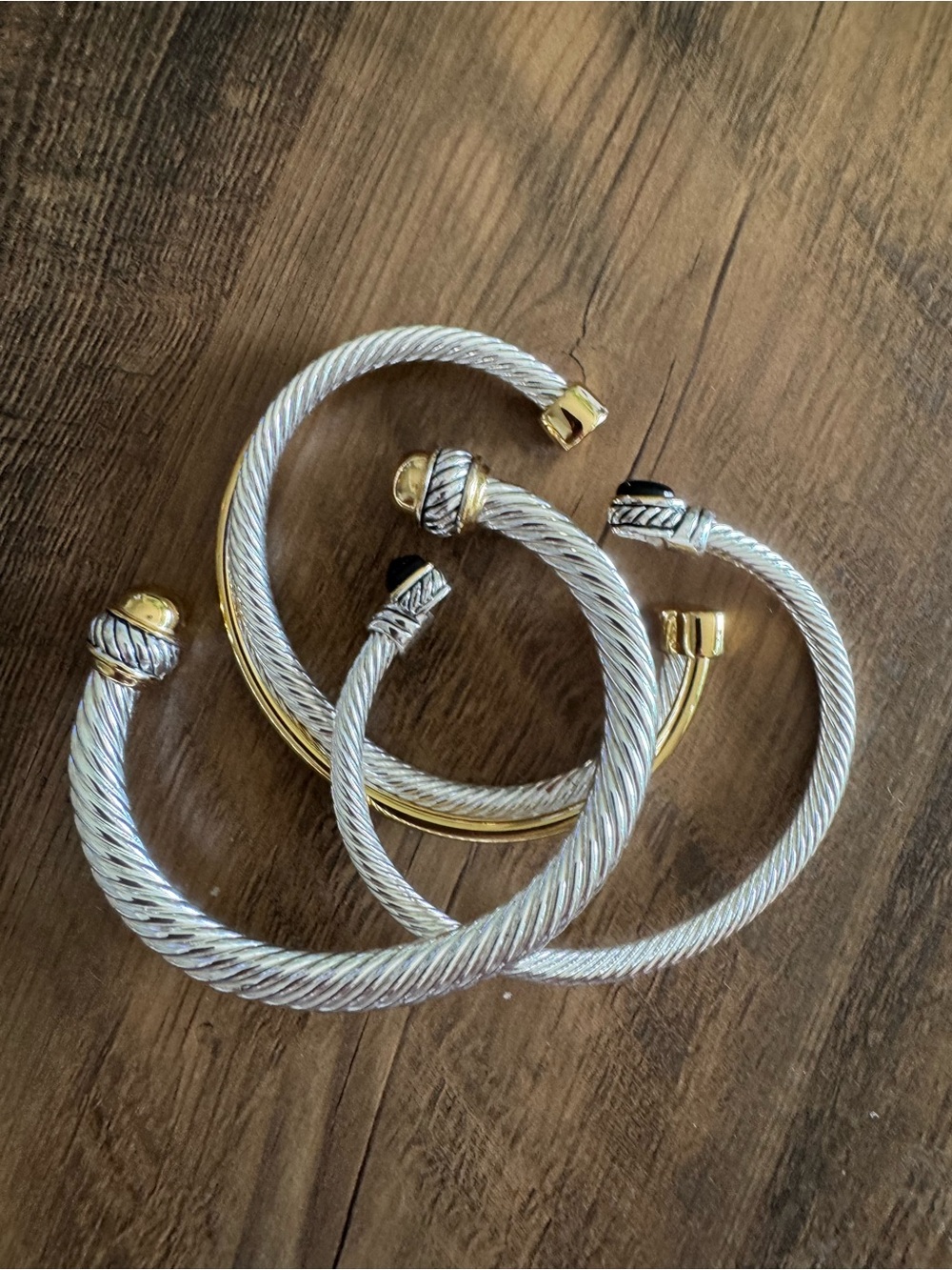 Amazon Two-Tone Silver and Gold Cable Cuff Bracelet
